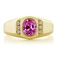 thumbnail image 2 of Gem Stone King 1.71 Cttw Pink Created Sapphire and White Created Sapphire 18K Yellow Gold Plated Silver Ring for Men, 2 of 6