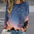 thumbnail image 2 of Galaxy Star Outer Space Women's Floral Printed Sweatshirt Long Sleeve Crewneck Casual Loose Vintage Graphic Pullover Tops, 2 of 7