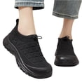 thumbnail image 3 of Women's Orthopedic Arch Support Wide Width Walking Shoes,Protective Toe Cap Non-Slip Thick Sole Breathable Knit Drawstring Slip On Casual Sneakers, 3 of 8