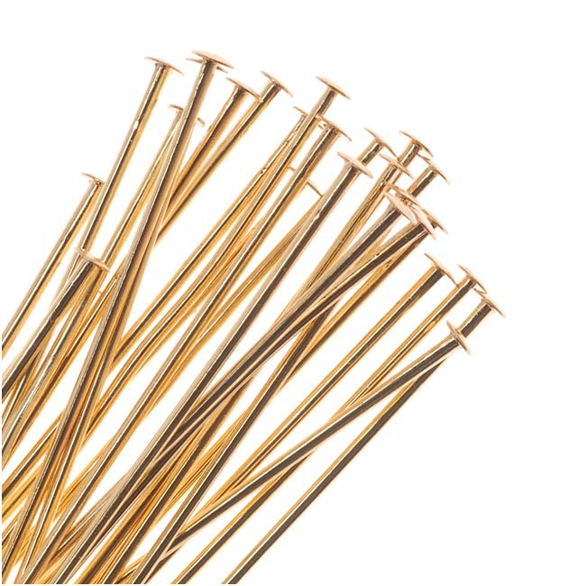 22K Gold Plated Head Pins 22 Gauge 3 Inches (25)