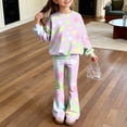 thumbnail image 2 of Grblisyd Outfits for Girls Casual Long Sleeve Cute Cartoon Print Sweatershirt and Flared Pants 2 Pieces Fall Winter Set Size 7-8 Years, 2 of 7