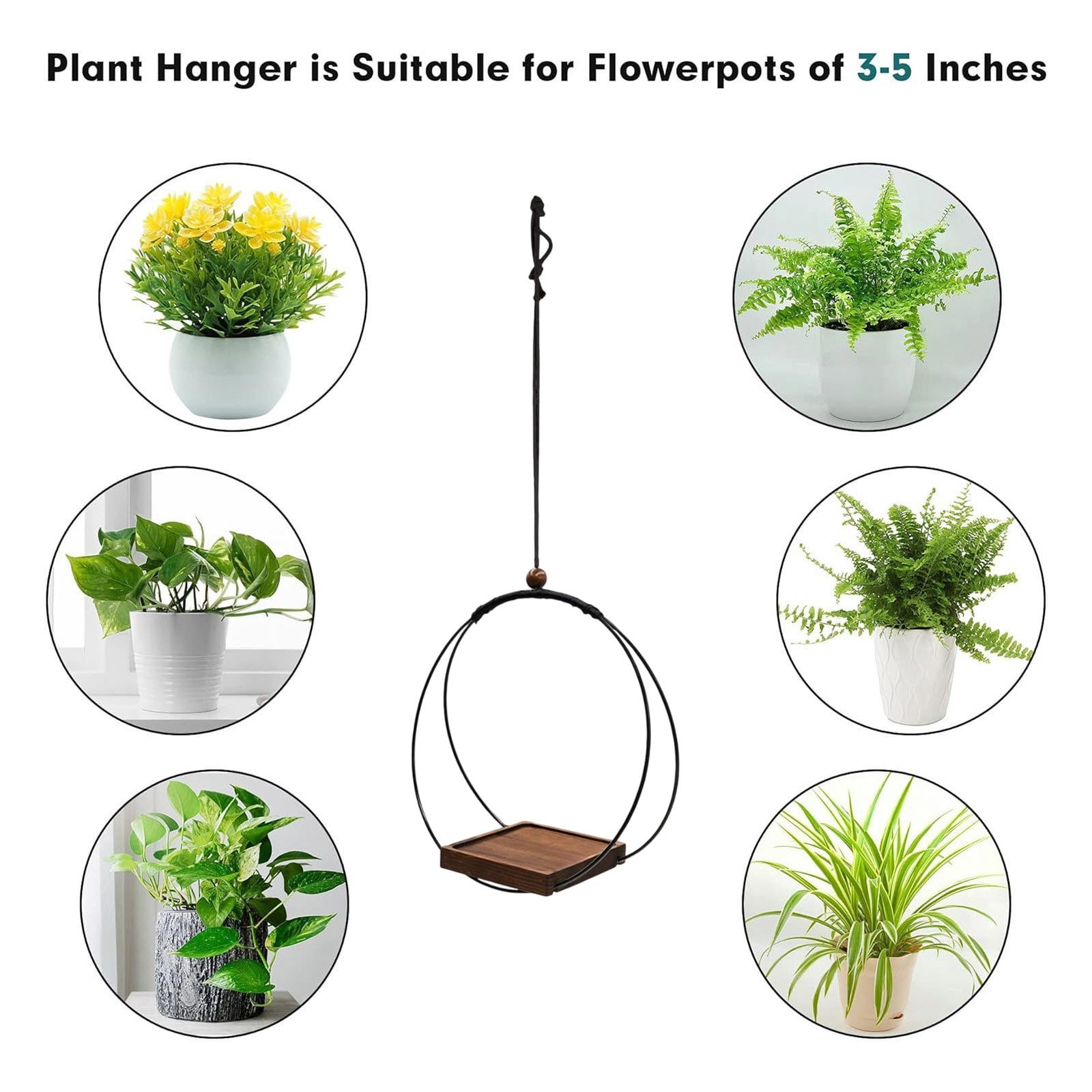 Leodye 1PCS Cotton Rope Hanging Garden Planter Customizable Stylish Home Garden Window Plant Display Basket Prop -11.81x4.92in