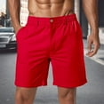 thumbnail image 2 of XDZJLR Mens Shorts Summer Solid Color Pocket Drawstring Loose Quick Dry Sports Running Straight Beach Work Shorts for Men Red M, 2 of 4