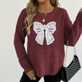 thumbnail image 5 of Karight Women's Casual Crew Neck Sweaters Pullover Embroidery Lace Butterfly Sweater Comfortable Long Sleeve Top, 5 of 6
