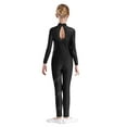thumbnail image 2 of Miutii Kids Girls Rhinestones Long Sleeves Full Body Jumpsuit Romper Leotard Gymnastics Unitards Dancewear Black 16, 2 of 5