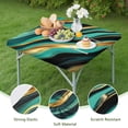 thumbnail image 4 of Teal Gold Marble Pattern Square Fitted Tablecloth with Elastic Edge,Square Table Cover,Washable Elastic Table Cover for Home Kitchen Party Decor 36"x36", 4 of 6