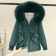 thumbnail image 2 of Lovzfmll Winter Coats for Women, Solid Color Plush Lined Jacket, Hooded Zip Up Fleece Coat, Winter Clothing, 2 of 4