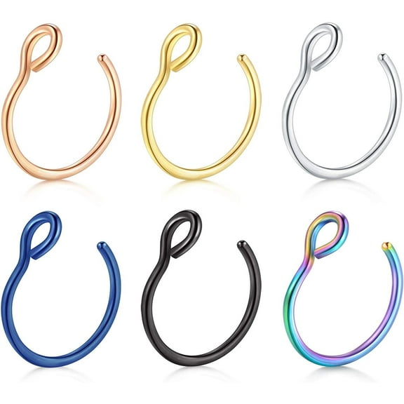 Briana Williams Fake Nose Rings Hoop Stainless Steel 18G Fake Nose Rings