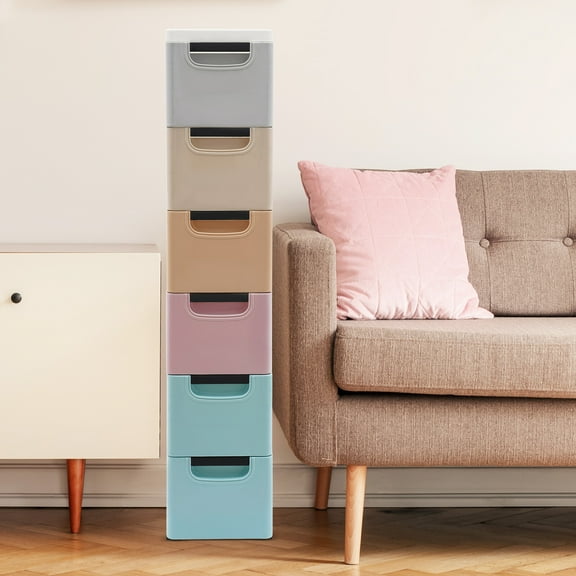 6 Drawers PP Multicolor Storage Cabinet, Storage Cabinet for Home Office in Narrow Space