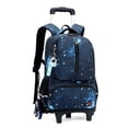 thumbnail image 2 of IvyH Rolling Backpack for Elementary and Middle School Students Bag with Wheel Travel Luggage Bookbag,Blue Starry Sky, 2 of 7