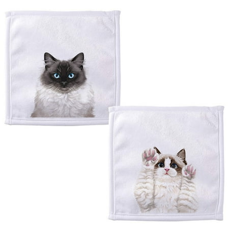 

WIRESTER 2pcs Living Fashions Kitchen Towels for Washing Dishes for Bath Kitchen Hand Towel Drying Dishes Kitchen Dish Towels - Seal Point Ragdoll Cat & Chocolate Bicolor Ragdoll Cat Paws Up
