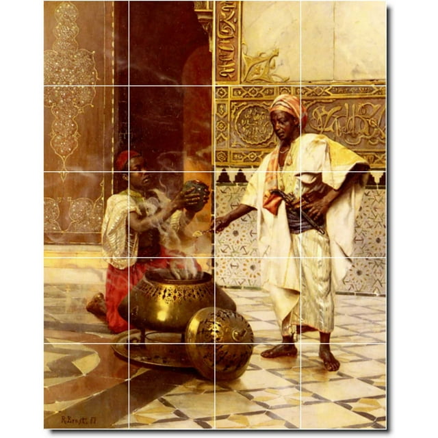 Ceramic Tile Mural-Rudolf Ernst Historical Shower Tile Mural 30. 32" w x 40" h using (20) 8 x 8 ceramic tiles