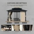 thumbnail image 4 of Erommy  Anti-Rust Coating Iron Hardtop Sun Shade Shelter Outdoor Canopy & Pergolas w/Curtains and Netting Black 12' x 14', 4 of 5