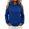thumbnail image 2 of SYwaren Cutout Sweatshirt for Women Off Shoulder Pullover Hoodie Long Sleeve Casual Solid Color Fall Winter, 2 of 7