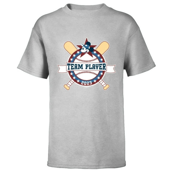 Disney Mickey Mouse Baseball Team Player Sports 2023 - Short Sleeve T-Shirt for Kids - Customized-Athletic Heather