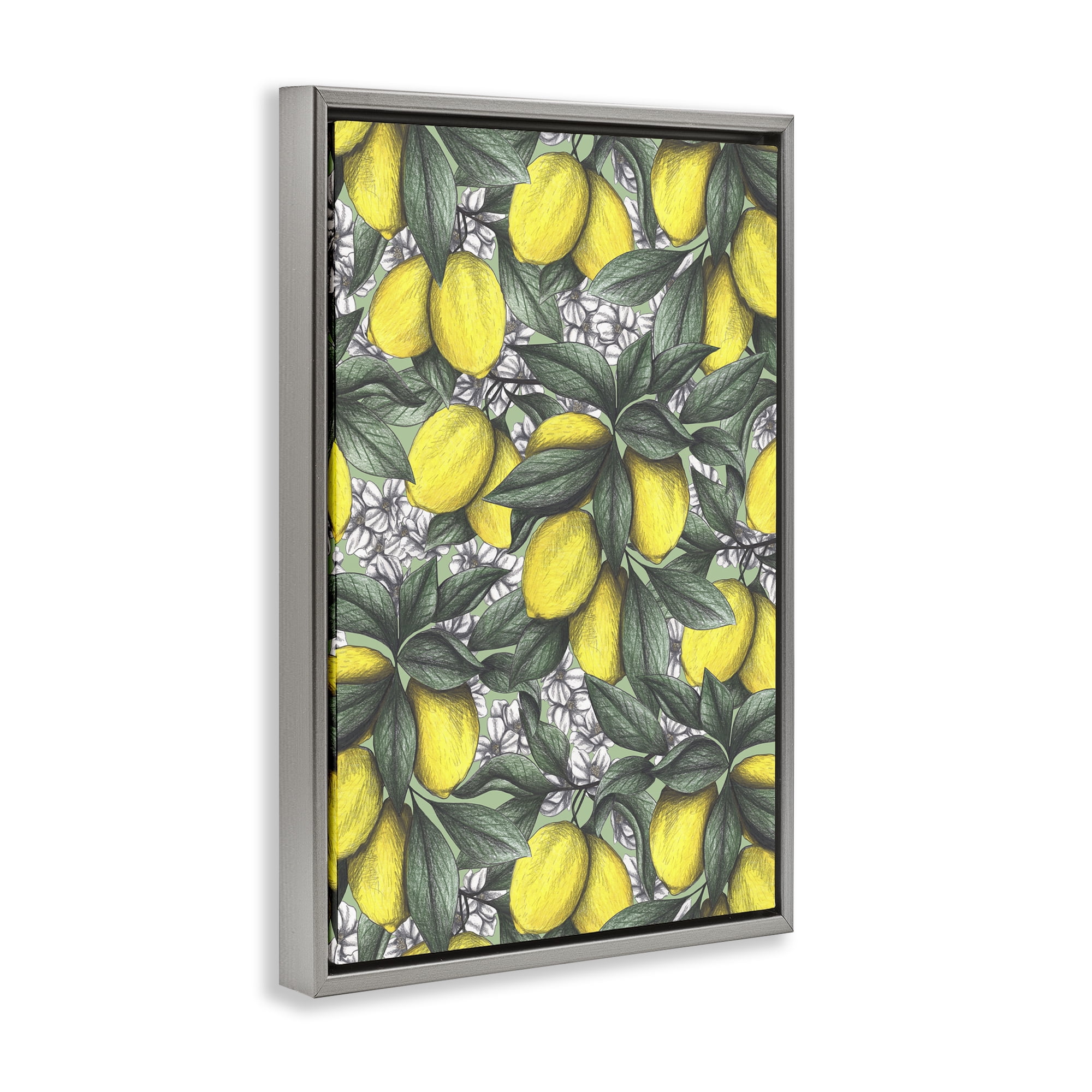Under The Lemon Tree Gray Framed Floater Canvas Wall Art, design by Cecilia Battaini