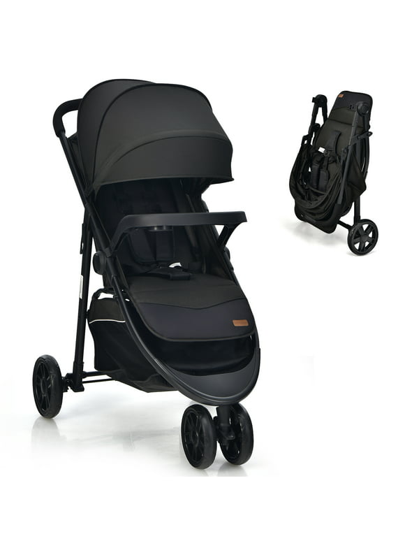 Infans Baby Jogging Stroller Jogger Travel System w/Adjustable Canopy for Newborn Black