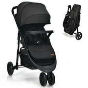 Infans Baby Jogging Stroller Jogger Travel System w/Adjustable Canopy for Newborn Black