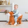 thumbnail image 2 of Qaba Kids Plush Rocking Horse Stuffed Animal Rocker Child Ride On Toy with Realistic Sound Red Brown, 2 of 9