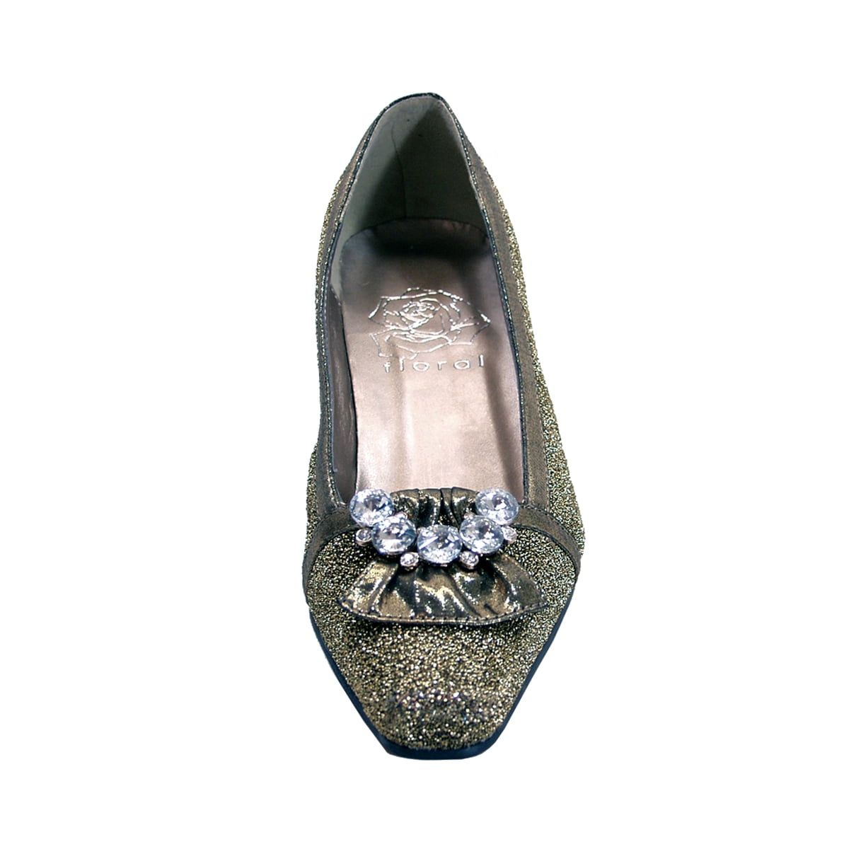 FLORAL Nyla Women's Wide Width Rhinestone Dress Pumps GOLD 7.5
