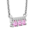 thumbnail image 2 of Dazzlingrock Collection Round White Diamond & Pink Sapphire Horizontal Bar Pendant for Women with 18 Inch Silver Chain (0.05 ctw, Color I-J, Clarity I2-I3) in 10K White Gold, 2 of 4