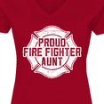 thumbnail image 4 of Inktastic Proud Firefighter Aunt WHT Women's V-Neck T-Shirt, 4 of 5