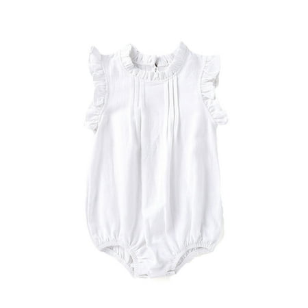 

Fsqjgq Baby Girl Fall Dress 6 Months Toddler Kids Girls Soild Breathable Fly Sleeves Romper Jumpsuit Cloths Neutral Girl Romper Cotton Blends White 90