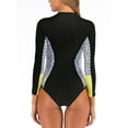 thumbnail image 2 of Charmo Women's One Piece Rashguard Swimsuit Long Sleeve Front Zip Rash Guard, 2 of 6
