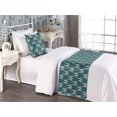 thumbnail image 2 of Nature Bed Runner Set, Oversimplified Illustrated Blossoming Flower Pattern on Greenish Backdrop, Decorative Bedding Scarf & a Pillow Sham for Hotels Homes, Twin, Dark Seafoam Eggshell, by Ambesonne, 2 of 3
