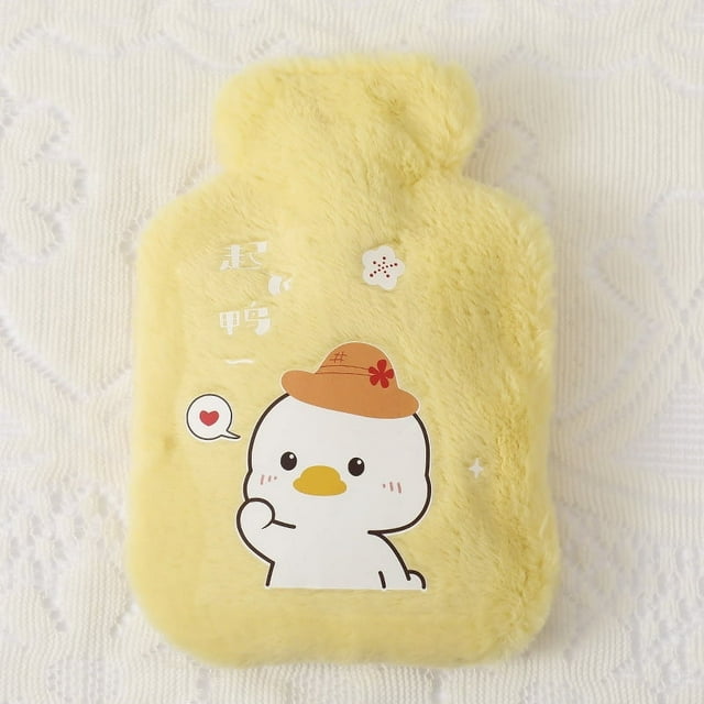 Bolsa de agua caliente de 250 ml con diseño de oso kawaii de peluche y conejo, bolsa de agua caliente gruesa para manos y pies, cálida para invierno