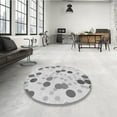 thumbnail image 3 of Ahgly Company Indoor Round Patterned Platinum Gray Area Rugs, 6' Round, 3 of 6