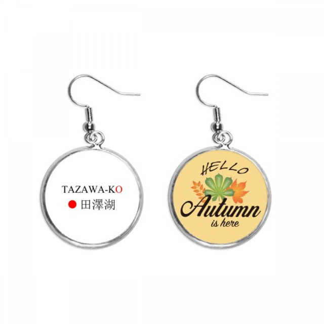 Tazawako Japaness nombre de ciudad sol rojo bandera Pendiente del lóbulo de la joyería del pendiente de la hoja del otoño Unbranded M