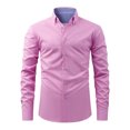 thumbnail image 2 of BiZtdJrK Sales Prime Men's Color Block Plaid Shirts Slim Fit Long Sleeve Button Down Blouse Tops Business Casual Lapel Dress Shirts Pink M, 2 of 8