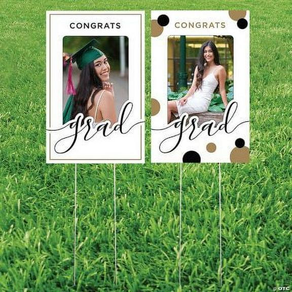 Congrats Grad Photo Yard Stakes, Graduation, Party Decor, 12 Pieces
