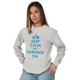 thumbnail image 3 of Keep Calm Mermaid On Beach Day Cute Women's Long Sleeve T Shirt Brisco Brands L, 3 of 6