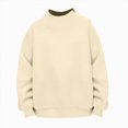 thumbnail image 6 of Ladies Plain Mock Neck Sweatshirt Long Sleeve Loose Soft Everyday Wear Solid Color Casual Jumper, 6 of 7