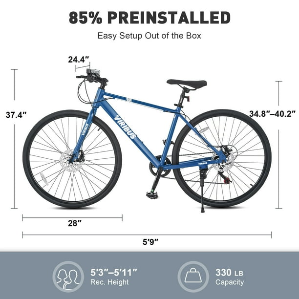 Viribus Hybrid Bike 700c Road Bike for Men Women City Bike with Dual Disc Brakes Blue Walmart