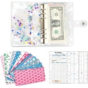A6 Refillable PVC Finances Organizer, 2021 Weekly & Monthly Personal Budget Planner, 6-Ring Binder Refillable Notebook with 12 Cash Envelopes & Budget Sheets Calendar
