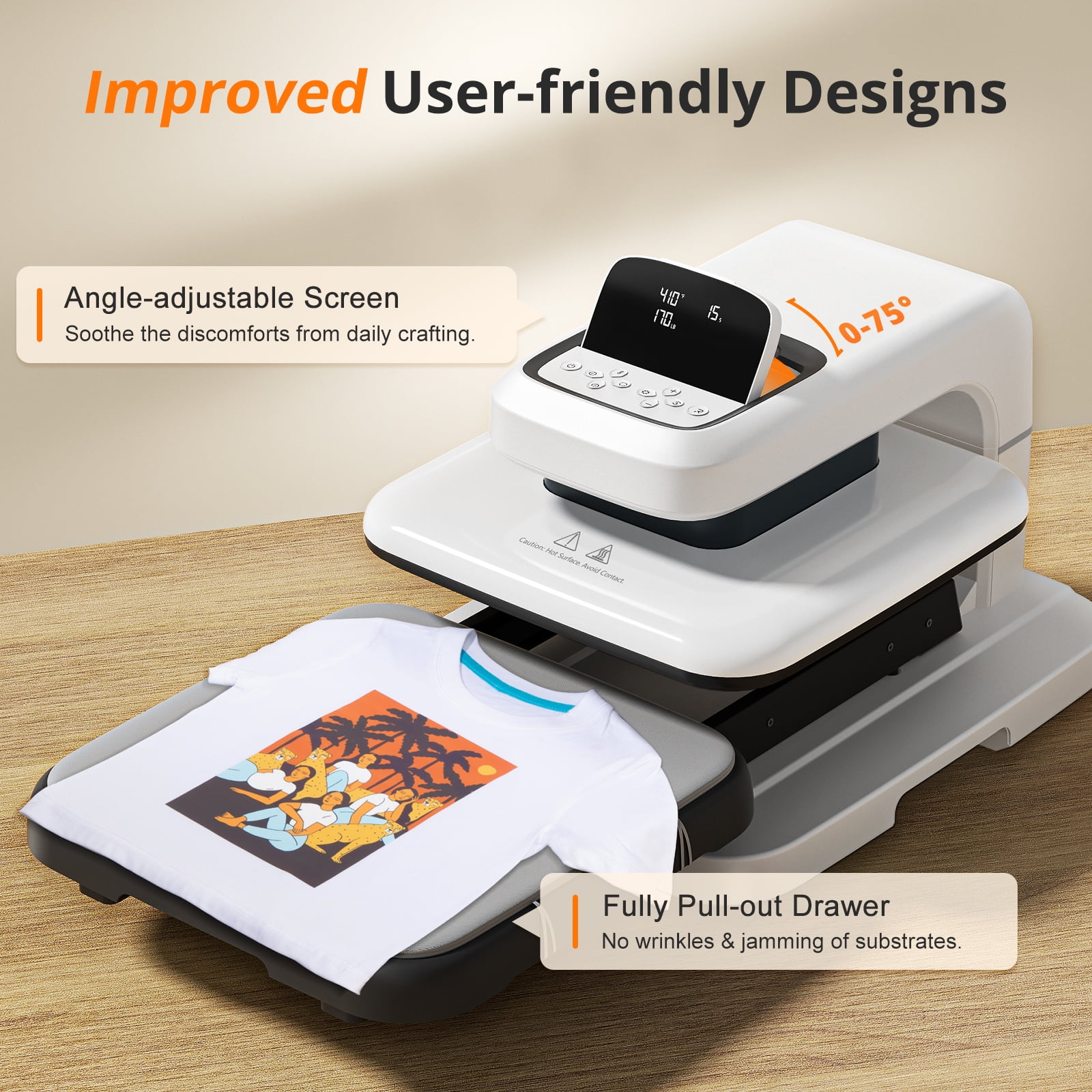 HTVRONT 15"x15" Automatic heat press Machine 2 , Professional Heat Press for Transfer Vinyl & Sublimation Project(White)