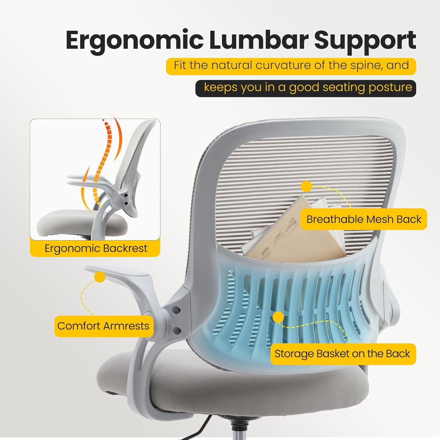 Nextay Tall Drafting Chair - Ergonomic Office Stool with Flip-Up Arms, Footrest & Lumbar Support