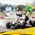 thumbnail image 4 of Qaba 24V Electric Go Kart with Dual 150W Motors, Adjustable Seat & 11.2MPH High Speed, Slow Start, 5-Point Harness, for 6-12 Years, White, 4 of 9