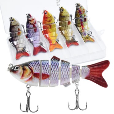 Multi-Jointed Fishing Lures 5-Pack — Lifelike Swimbait For Bass, Trout, Saltwater & Freshwater, With Sharp Hooks