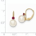 thumbnail image 3 of 14k 7-7.5mm White Round Freshwater Cultured Pearl and .24RU Ruby Leverback Earrings XLB70R/PL, 3 of 3