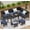 Blue, variant on Livipatio 7-Piece Outdoor Patio Furniture Set - Sectional Sofa, Dining Table & Chairs Included, All-Weather Dining Set with Ottoman, Brown Rattan,Khaki