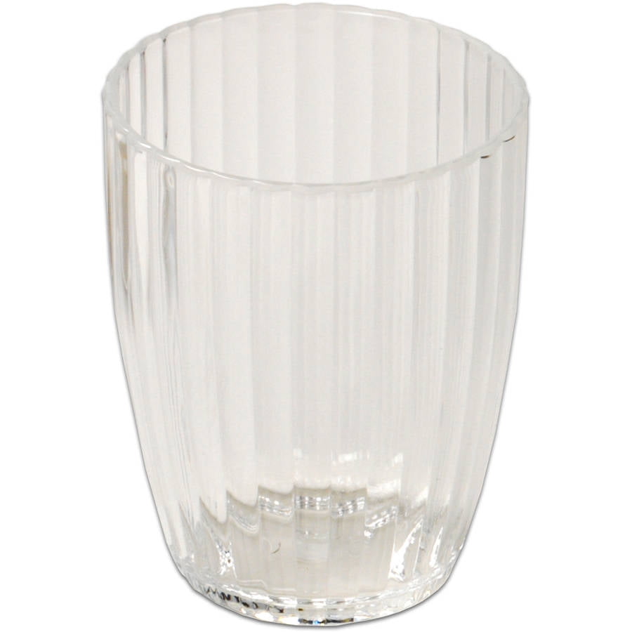 Ribbed Acrylic Bath Accessory Waste Basket, Super Clear