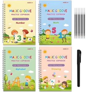 Bexikou Grooved Writing Books, 4-Book Set With Pens