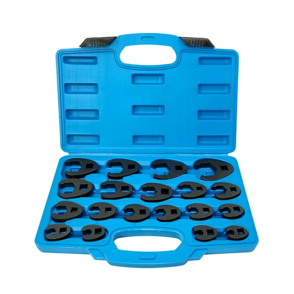 TFixol3/8'' and 1/2'' Drive Crowfoot Flare Nut Wrench Set, 19Pcs Metric Tool 8 to 32 mm Sizes, Flare Nut Wrench set for 3/8in and 1/2in Drive Ratchet