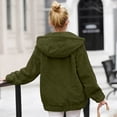 thumbnail image 4 of aohooy Winter Coats for Women Double Fleece Warm Jackets Long Sleeve Loose Casual Plush Hooded Outerwear Ladies Thermal Coat Army Green,M, 4 of 9