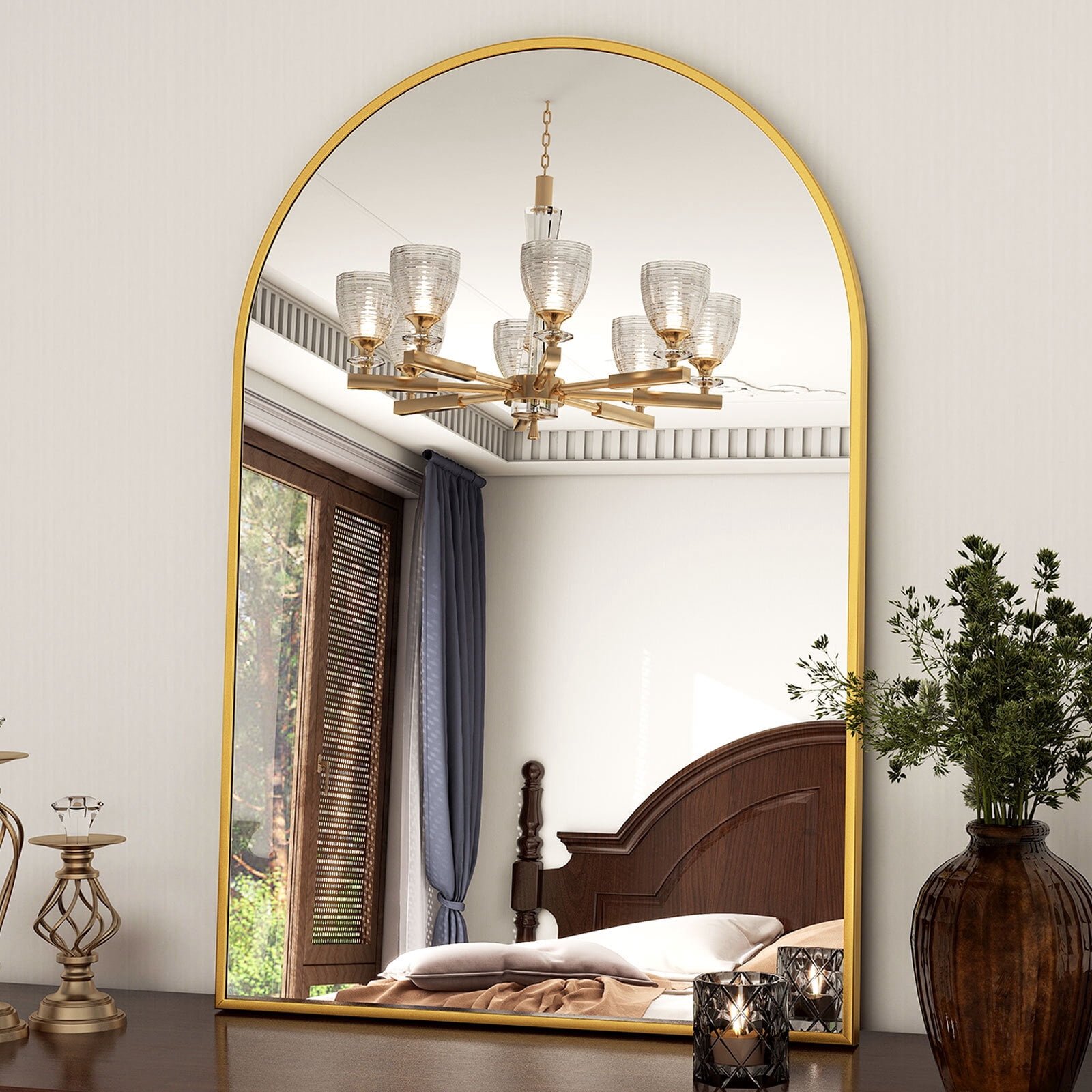 SHATTERVIEW 24"x36" Arched Bathroom Mirror Vanity Wall Mounted Mirror, Gold