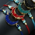 thumbnail image 3 of Happy date Crescent Moon Braided Strand Imitation Stone Resin Bracelet Adjustable Woven String Rope Cord Card Wrap Bangle Wristband, 3 of 7